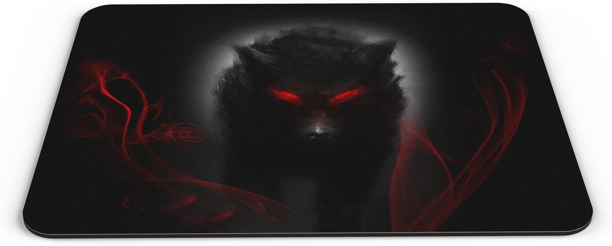 Black Wolf With Red Eyes Computer PC Mousemat