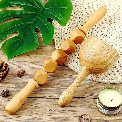 Miniatura 6 de 2 unidsset de madera Gua Sha herramientas de masaje de madera rodillo de taza para celulitis raspado promover la circulación sanguínea aliviar el
