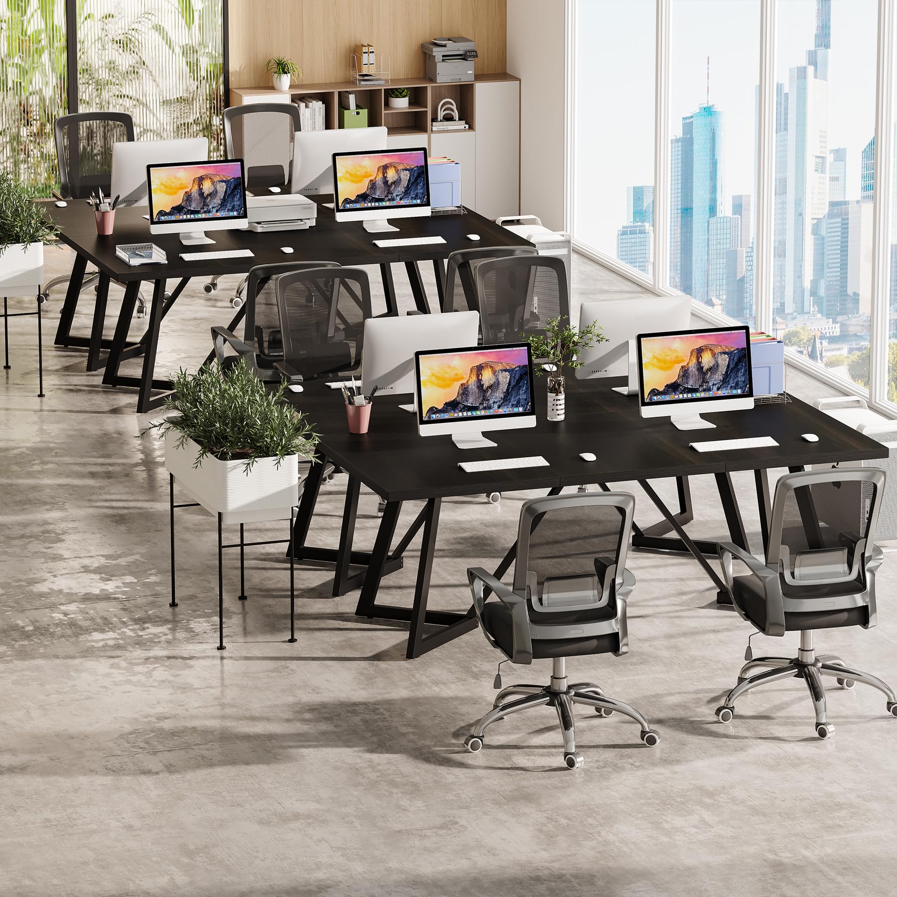 Tribesigns, scrivania grande da 180 cm, moderno tavolo per computer con struttura in metallo, tavolo da lavoro rettangolare per laptop per ufficio o casa (nero)