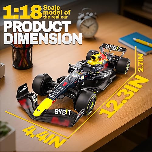 Miniatura 5 de BEZGAR Auto de control remoto F1 Vehículo de juguete Rb18 con licencia oficial 118, 2.4GHz Race F1 RC para niños, niñas y adultos, ideal para niños
