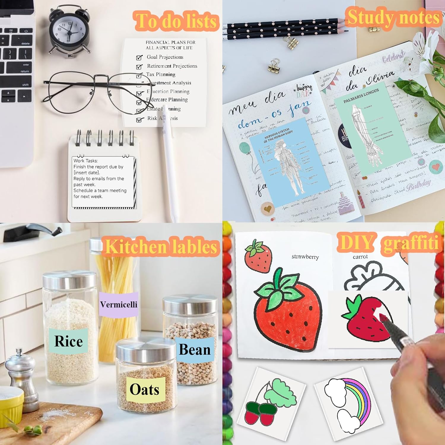 12 Rolls Self-Adhesive Mini Printer Sticker Paper - 6 White & 6 Vibrant Colors for M02/T02 Printers (Remove Inner Paper Holder), Thermal Sticker Paper Continious Labels for Study Notes & Scrapbooking - Image 6