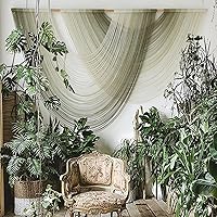 FLBER Handmade Macrame Wall Hanging Boho Tapestry - Dip Dyed Ombre Moss Green Cotton Rope Wall Art, 57" x 39" for Bedroom Living Room