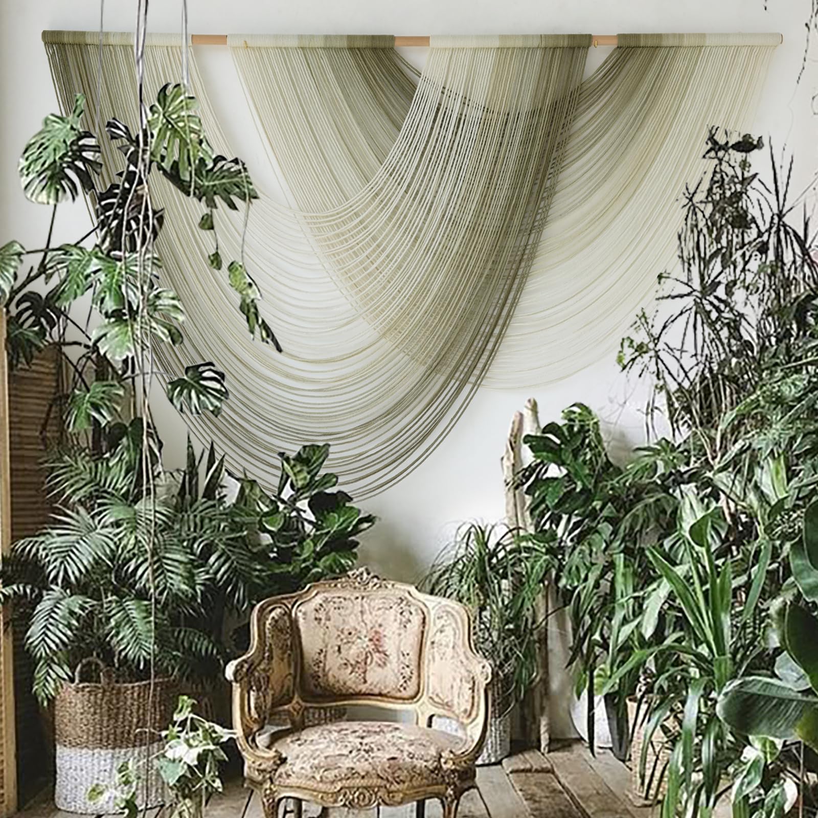 Moss Green Dip-Dyed Macramé Wall Tapestry
