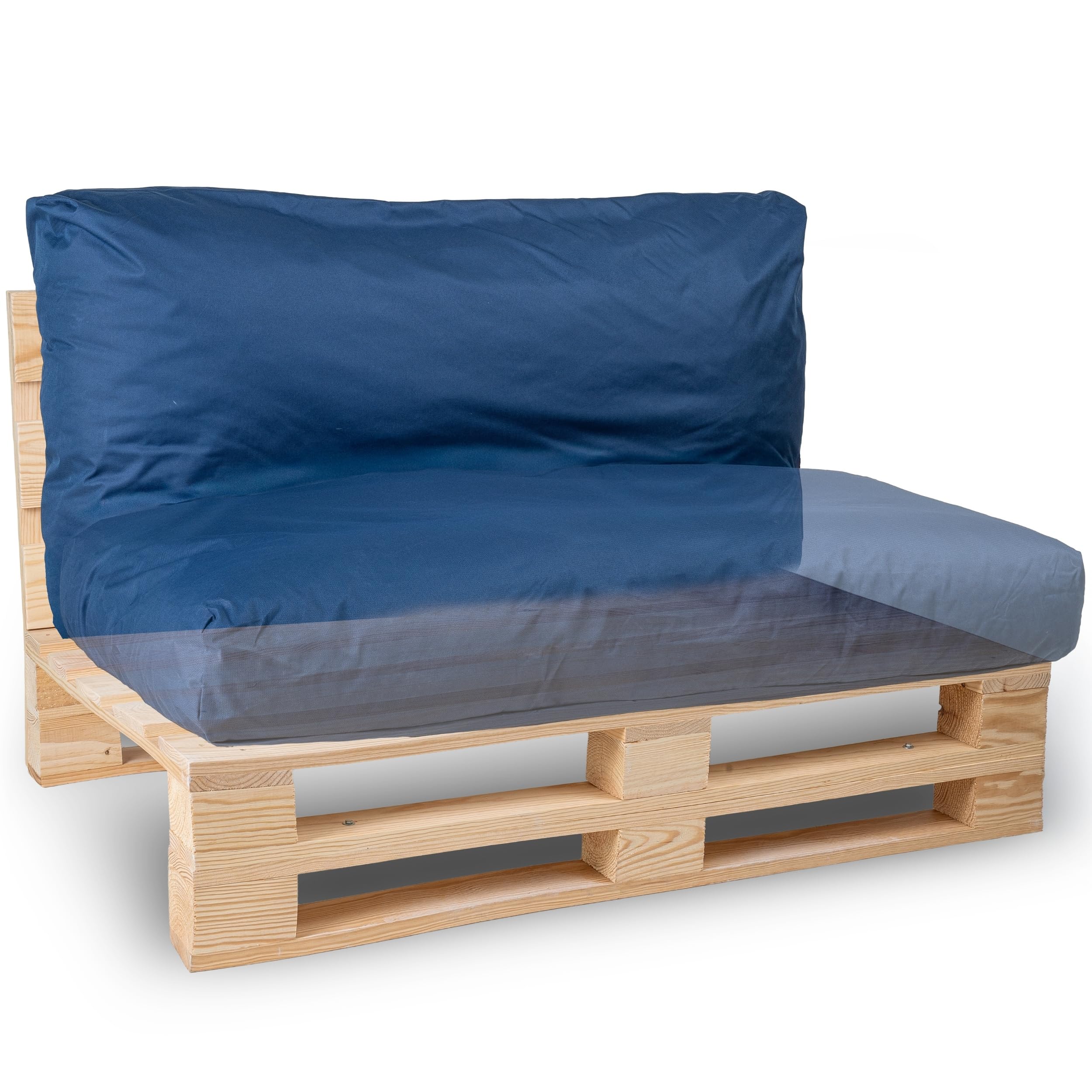 Cuscini per Pallet Fodera Impermeabile Anti UV Rimovibile Lavabile Imbottito Schiuma 120x60 cm Blu