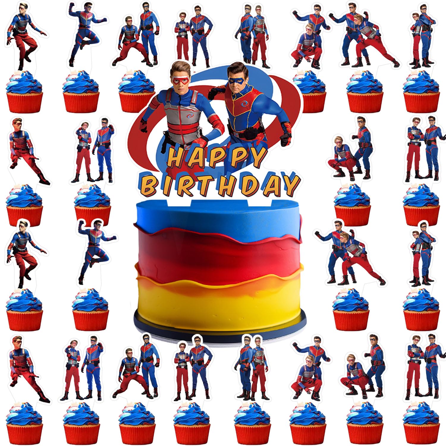 AGner 37PCS Danger of Henry Cake Toppers, Birthday Themed Decoration for Boy Girl Cake