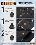 33,000ft Men's Rain Jacket Waterproof Cycling Running Packable Raincoat with Hood Lightweight Windbreaker with Mesh Lining