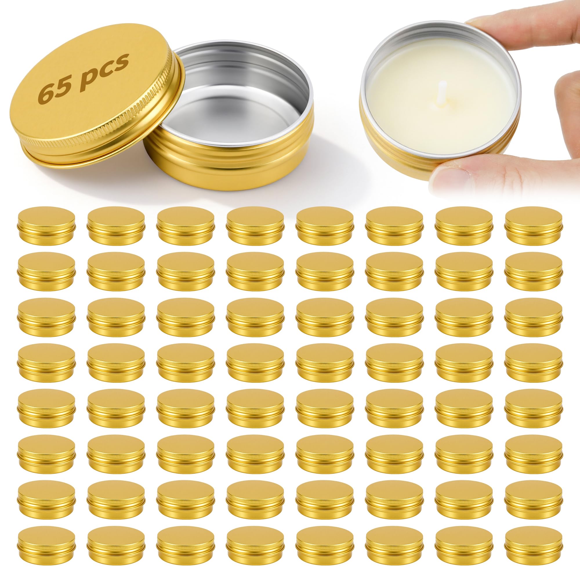 Photo 1 of 65 PCS 1 OZ Aluminum Tin Containers Cans with Lids, Refillable Travel Sized Cosmetic Containers, Lip Balm Containers, Small Tins with Lids for Salves, Lotion Bars, Beard Balms, Candles