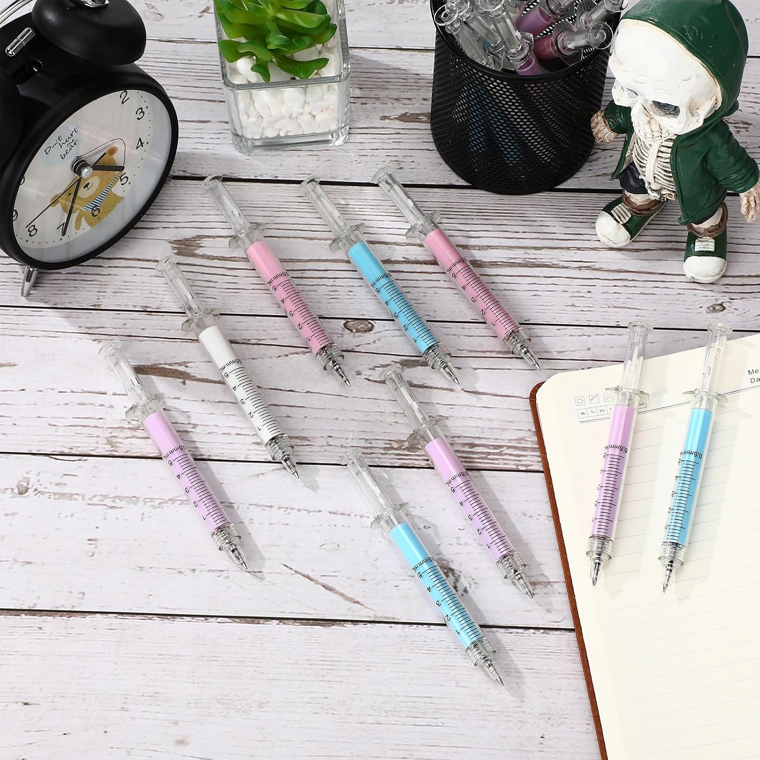 Estune 100 Pcs Syringe Retractable Nurse Pens Novelty Fun Medical Blood Ballpoint Pens Gifts for Nursing Student School Supplies Birthdays Doctor Pretend Party Favors (Trendy Style,Macaron)