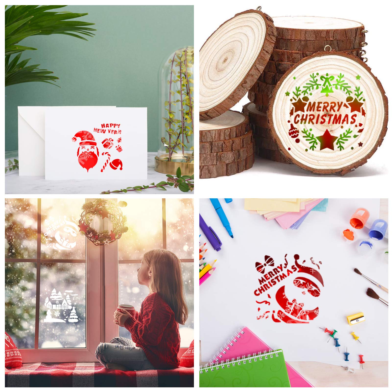 Amazon.co.jp: Juome クリスマスステンシル 木製ペイント用 32ピース