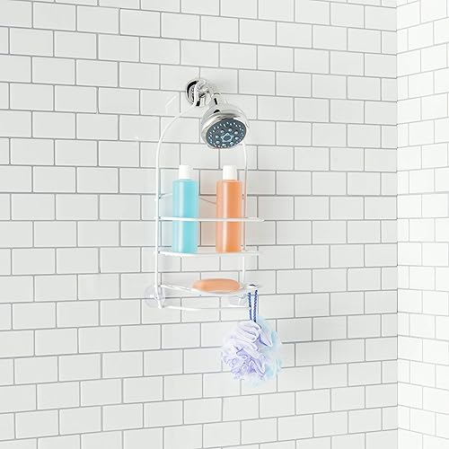 Miniatura 6 de Home Basic - Organizador de ducha con revestimiento de vinilo, champú, acondicionador, esponja y jabón, color blanco