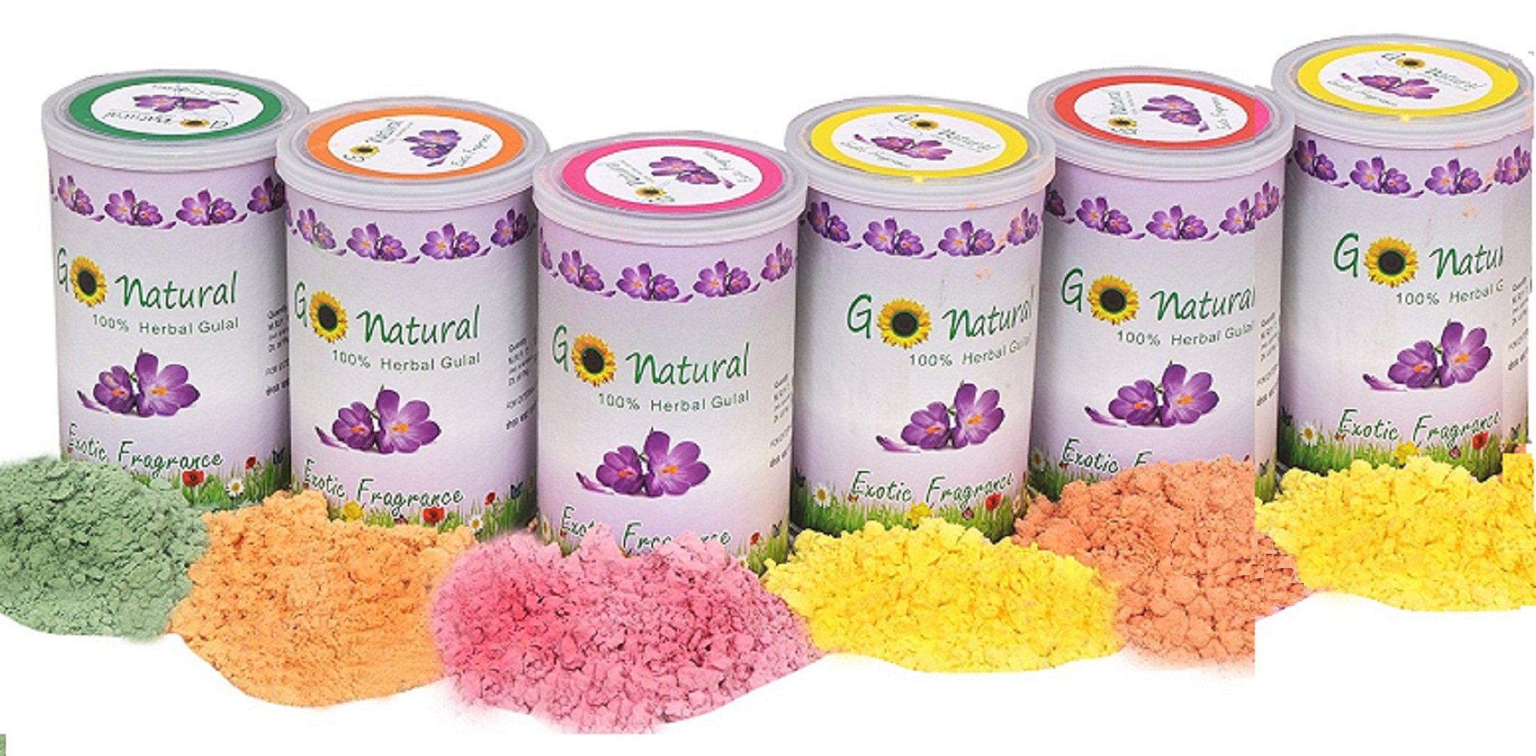 Sphinx Go Natural 100% Herbal Gulal, Holi Colors with Natural Scent Extract from Flowers/Herbs (6)