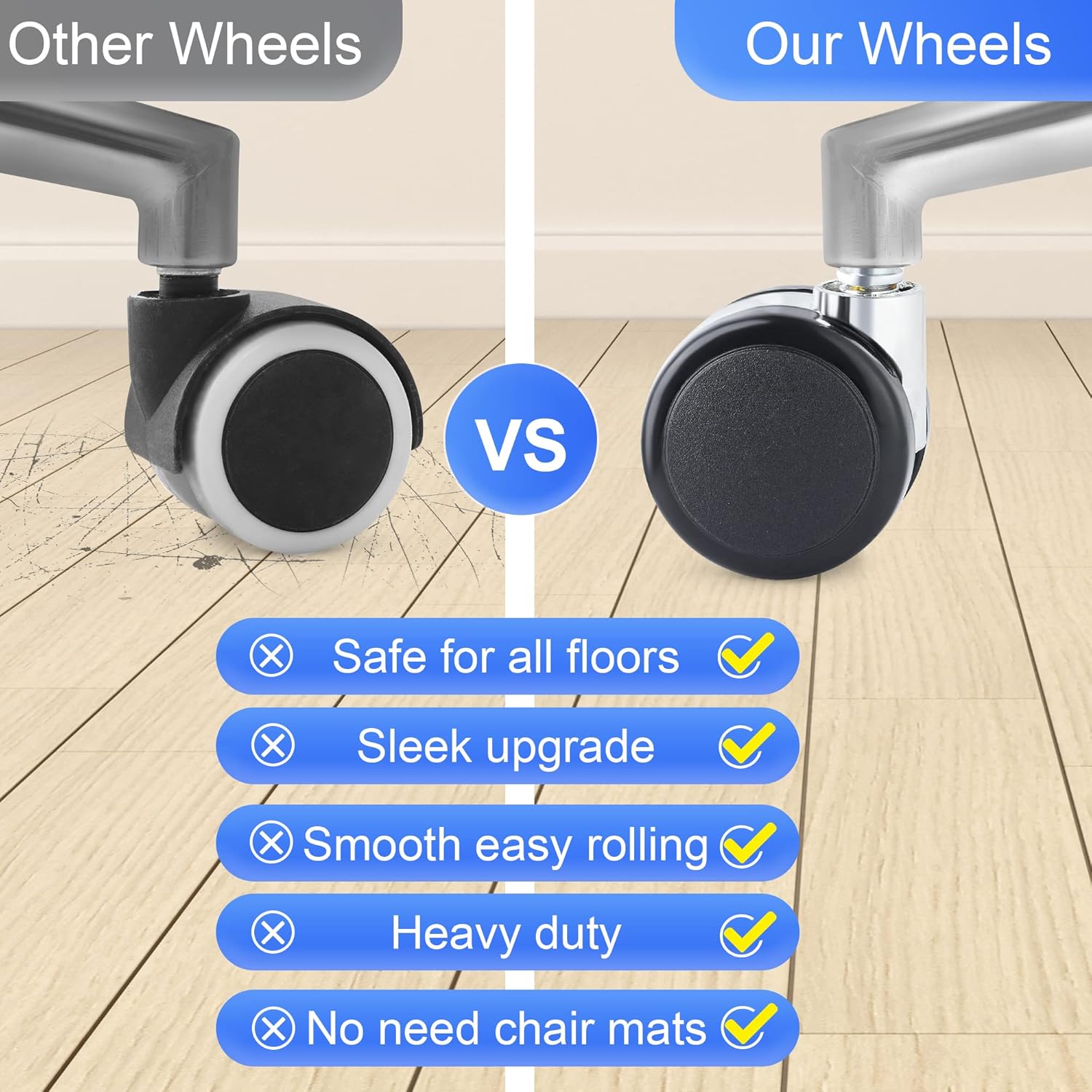 Set of 5 silent office chair casters replacement casters, rolling chair