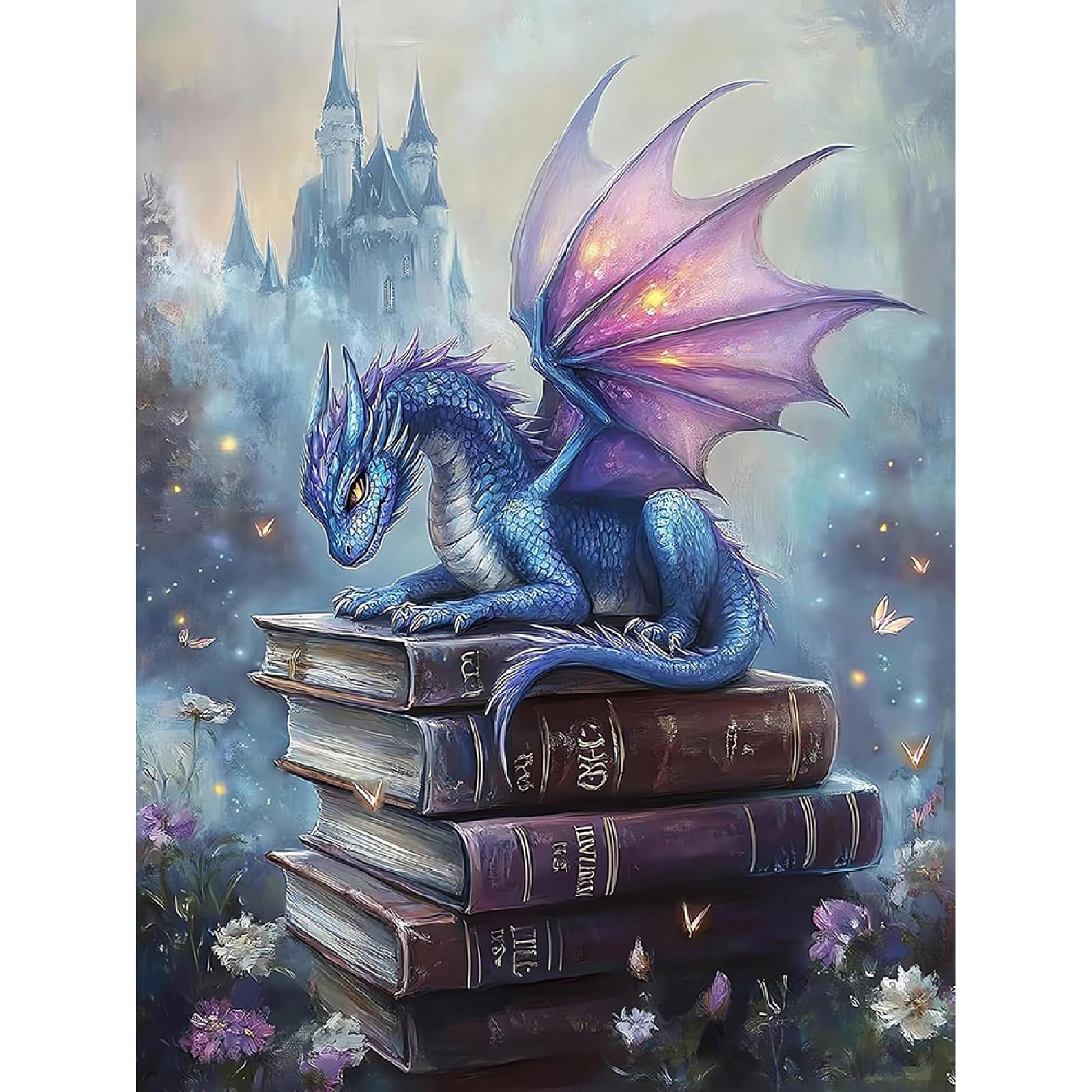 Jakener Book Dragon Diamond Art Kits for Adults Beginners,Diamond Painting Kits for Adults,5D Full Drill DIY Diamond Dot Gem Art Kit Wall Home Decor Arts Craft 16x12 inch
