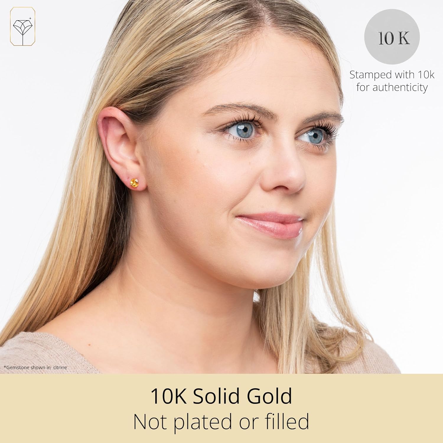 10k Yellow Gold Round Checkerboard Cut Stud Earrings (6mm) by MAX + STONE