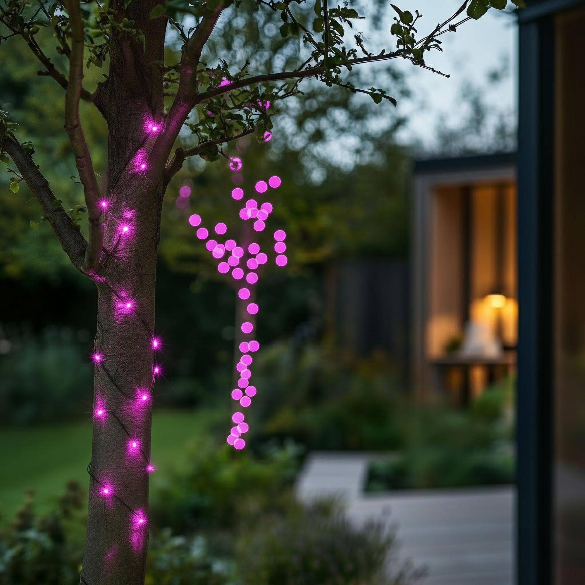 SolarCentre® Zesty Outdoor Solar Fairy Lights - Pink | 100 LEDs 10m