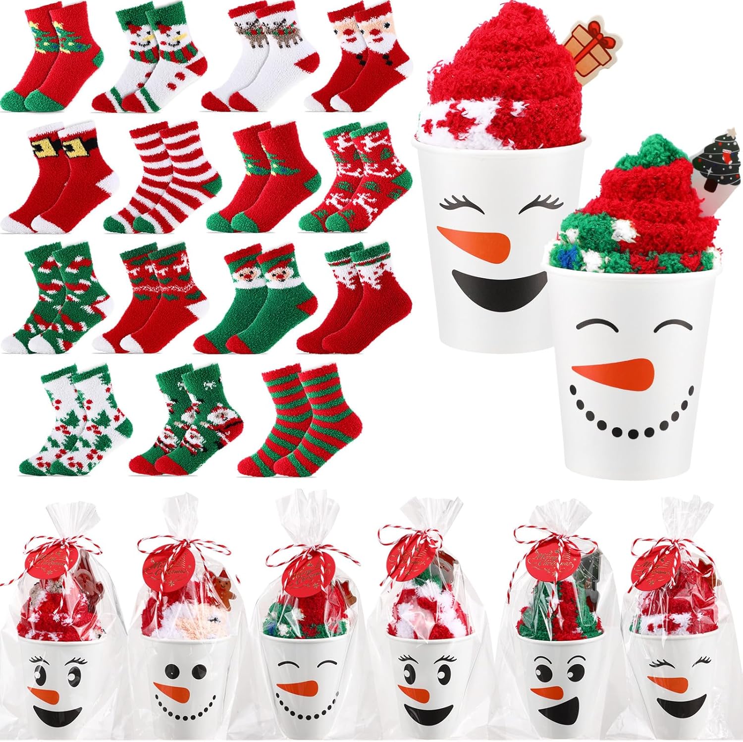 Nurses' Day Teachers' Day Cupcake Fuzzy Socks Bulk with Cards for Women Nurses Teachers DIY Gifts