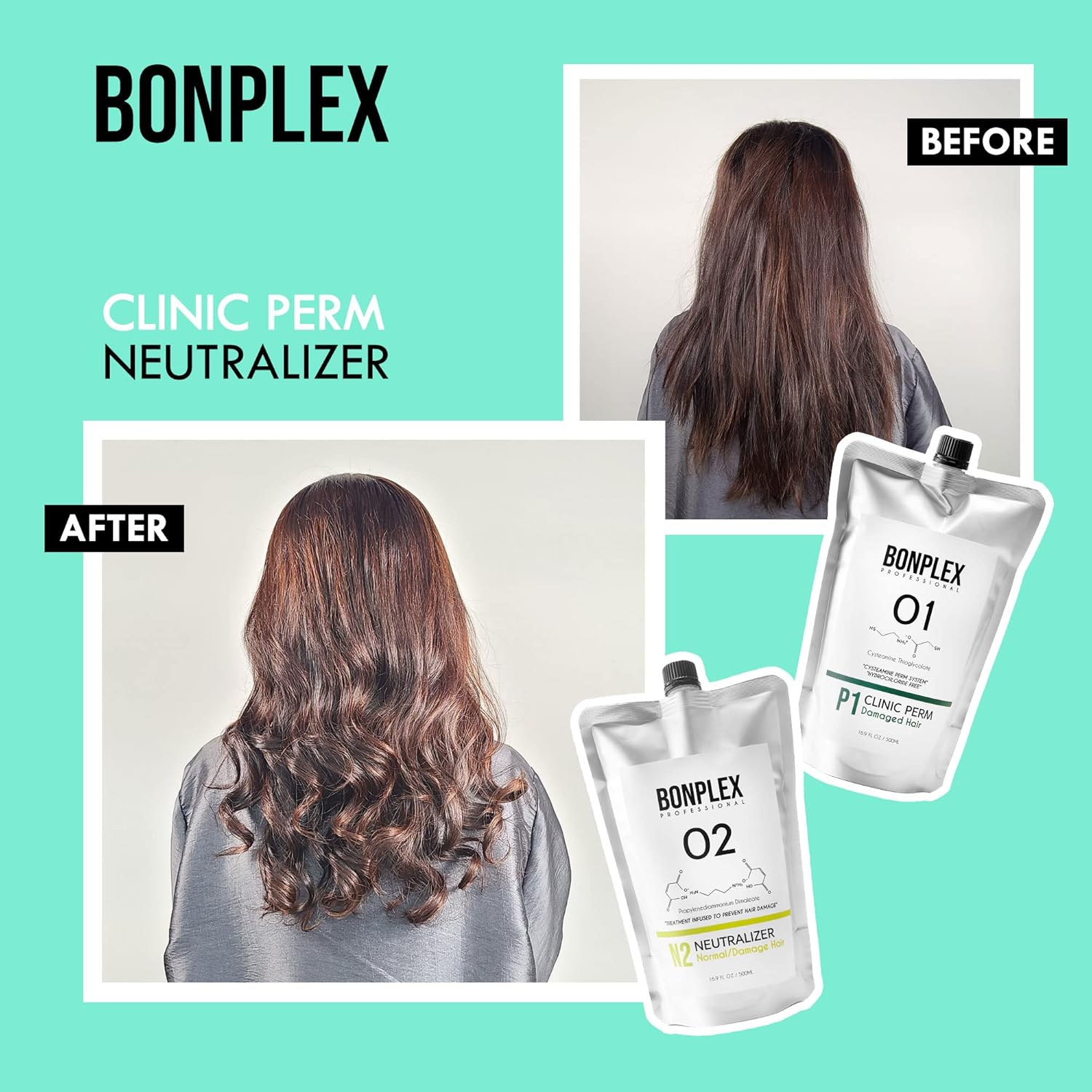 Clinic Perm for Damaged | Color Treated | Chemically Treated | Thin or Delicate Hair | Cysteamine Thioglycolate Based | Hydrochloride Free | pH 4.5 | Cream Type Multi-Perm System 16.9oz