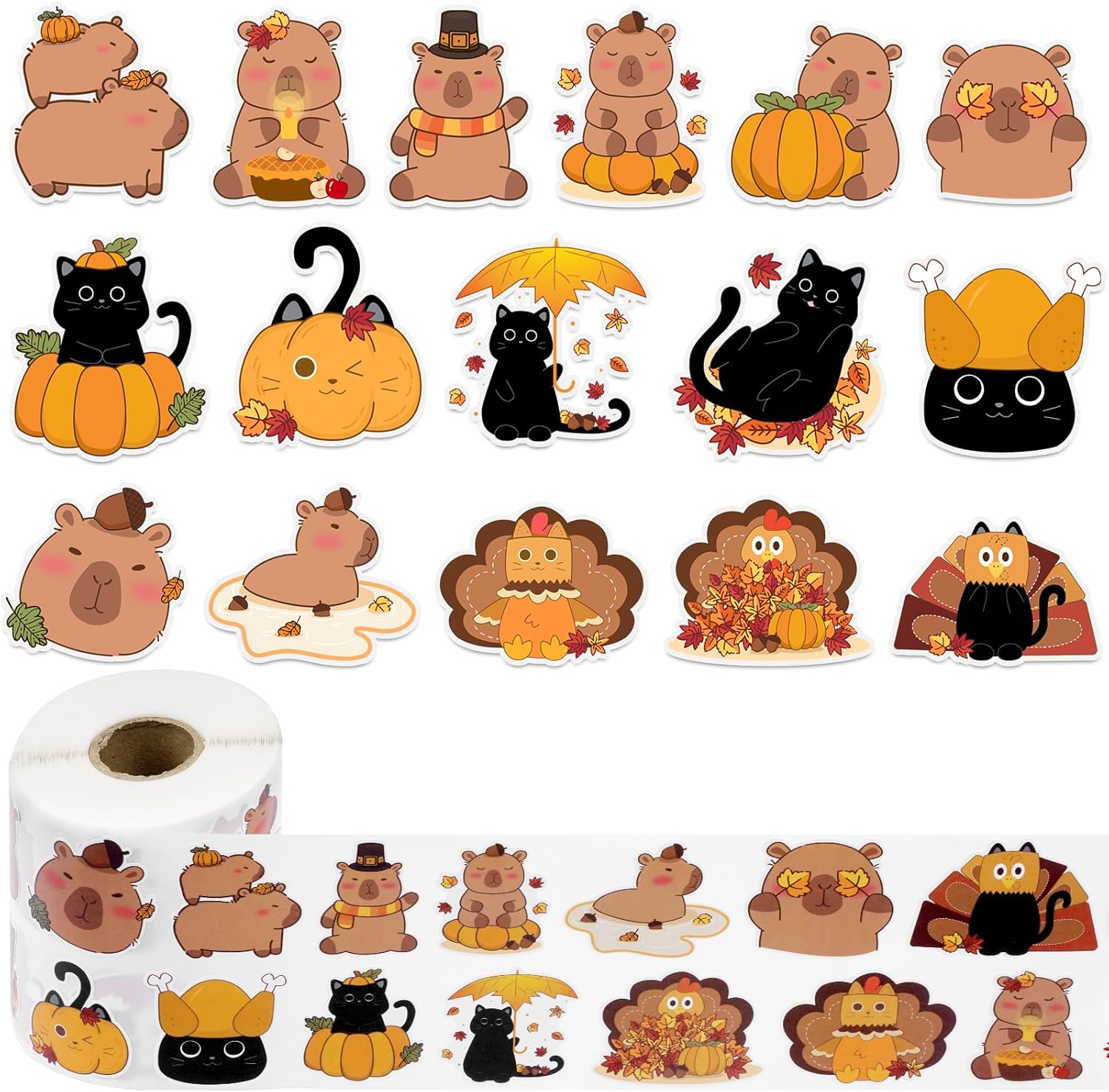 Thanksgiving Stickers for Kids Roll, 1000Pcs Kids Stickers