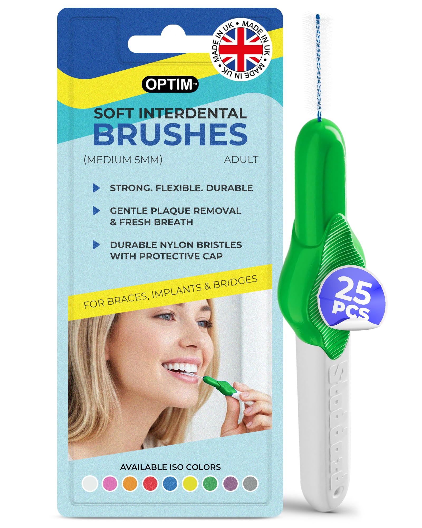 25 Stoddard ICON Interdental Brushes. VALUE PACK. All with extendable handles. CHOOSE FROM Four different sizes available. FLOSS, Toothpick, PLAQUE, TARTAR REMOVAL ORAL HYGIENE DENTAL BRUSH - Green 0.8 mm