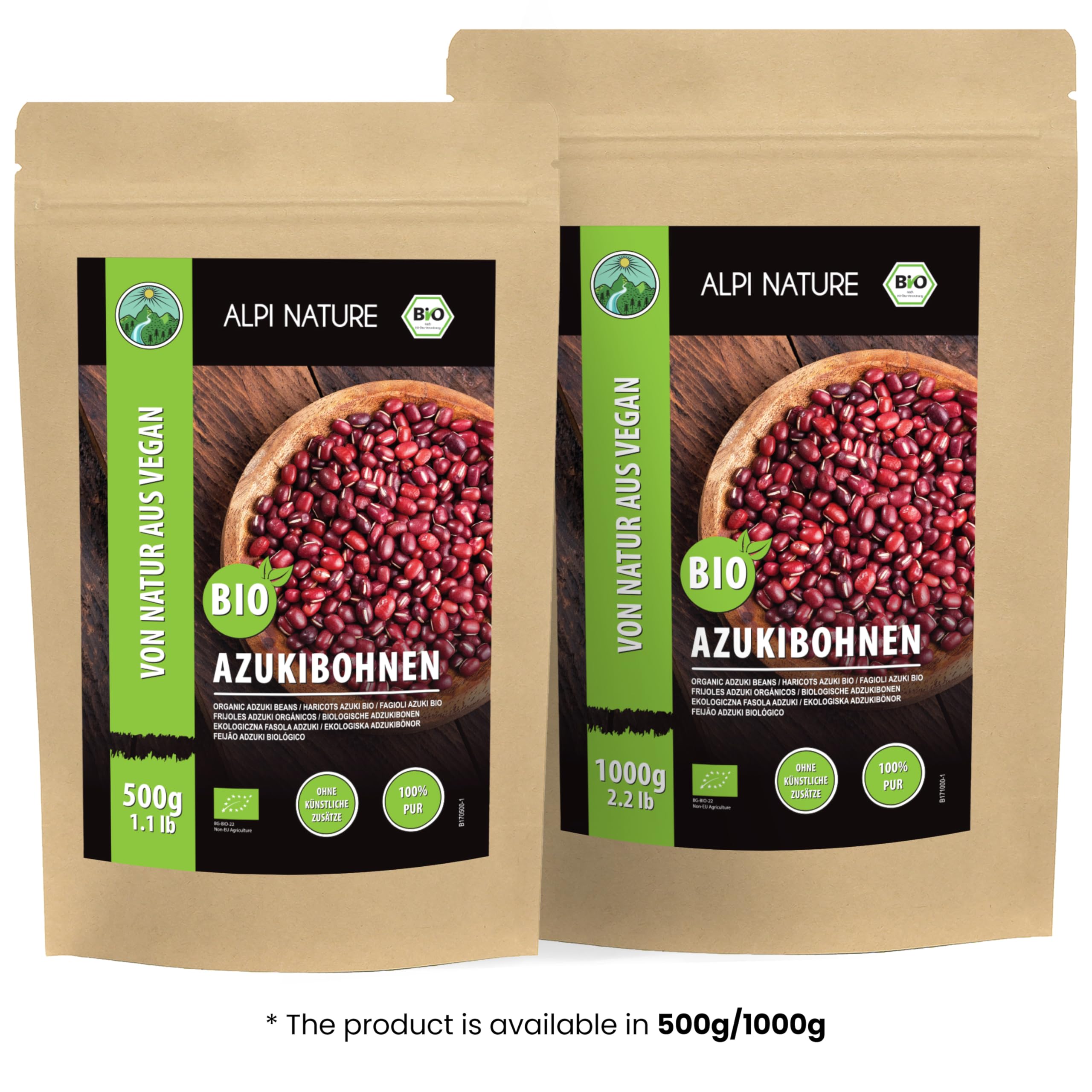 Alpi Nature Frijoles Azuki Orgánicos 1kg, Frijoles Rojos Adzuki Enteros, Legumbres sin Gluten