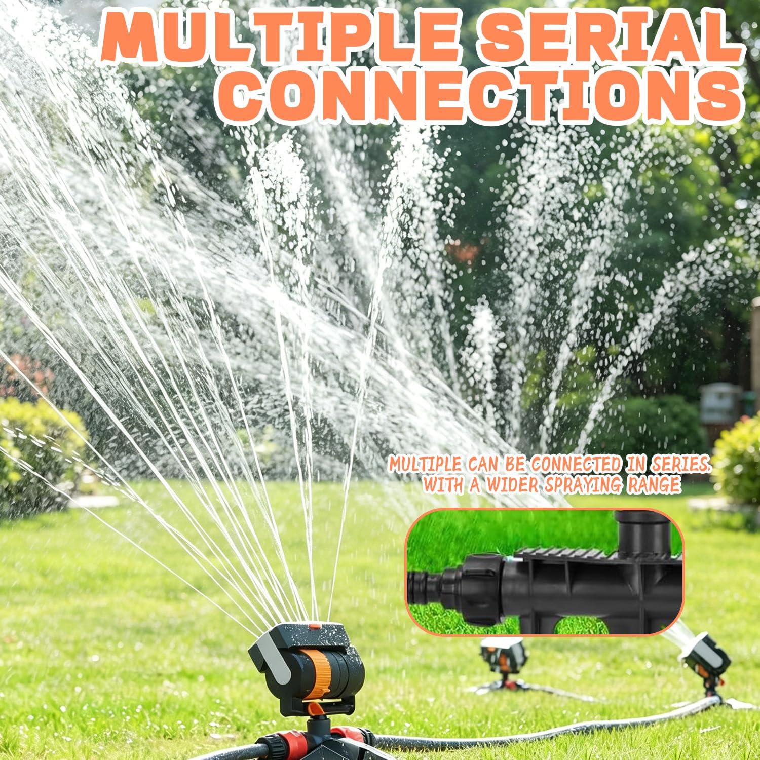 Viereckregner 16 Loch Rasensprenger für Kleine Flächen, 35 M² Rasensprenger Viereckregner Fächerspray Einstellbarer Wasserdurchfluss Rasensprinkler Rasenbewässerung & Sprinkleranlage für Garten Rase