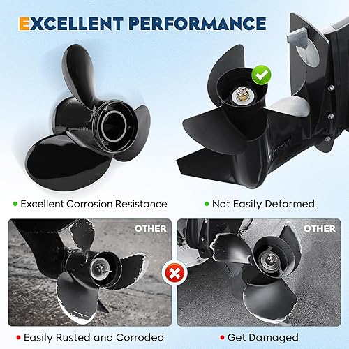 Miniatura 2 de Hélice fuera de borda para barco 14 12x19, 14.25x21, 14x19, 13 14x17, 13 34x15, 14x13, 13.4x15, 10 38 x13, 9x9 apto para motores Mercury 6-300HP, 4