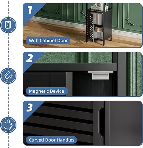 Miniatura 6 de HITNET Armario de piso de bambú, armario de baño pequeño de pie, gabinete de almacenamiento lateral estrecho de 4 niveles, armario de cocina que