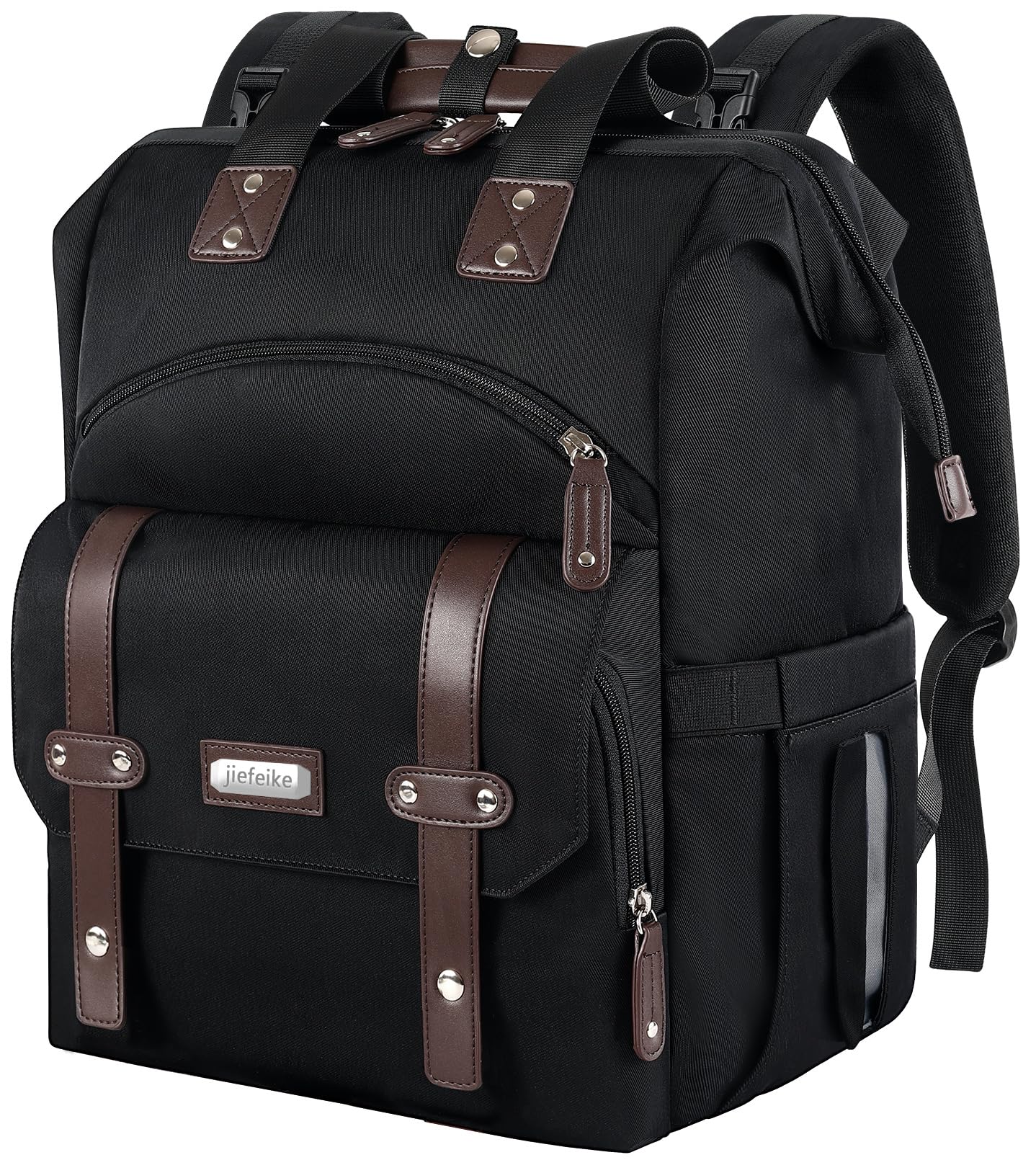 Jiefeike Diaper Bag Backpack, Baby Boys Girls Portable Baby Nappy Bags, Dad Mom Backpack Diaper Bag with Insulated Pockets USB Charging Port RFID