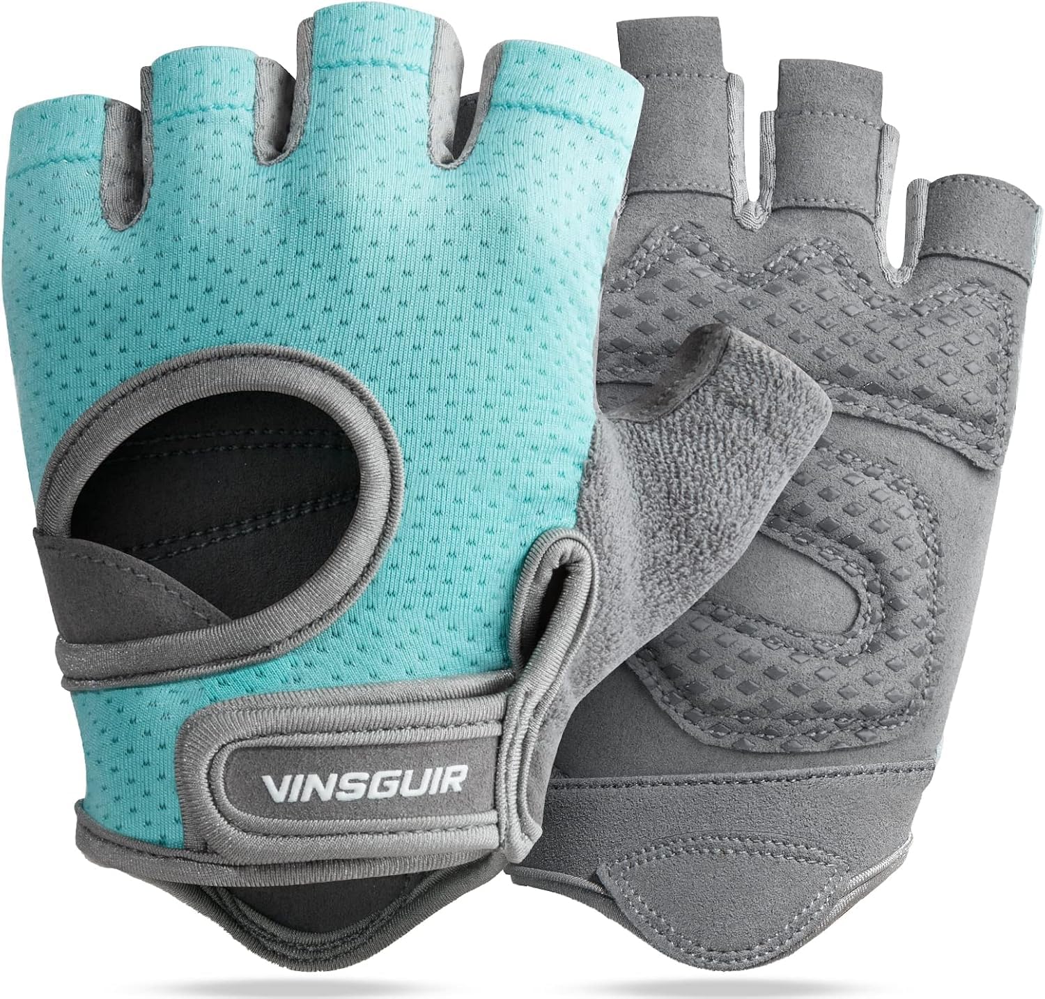 VINSGUIR Gym Gloves for Women, Weight Lifting Gloves for Gym, Cycling, Exercise, Fitness and Training, with Excellent Grip and Cushion Pads (Blue, M)