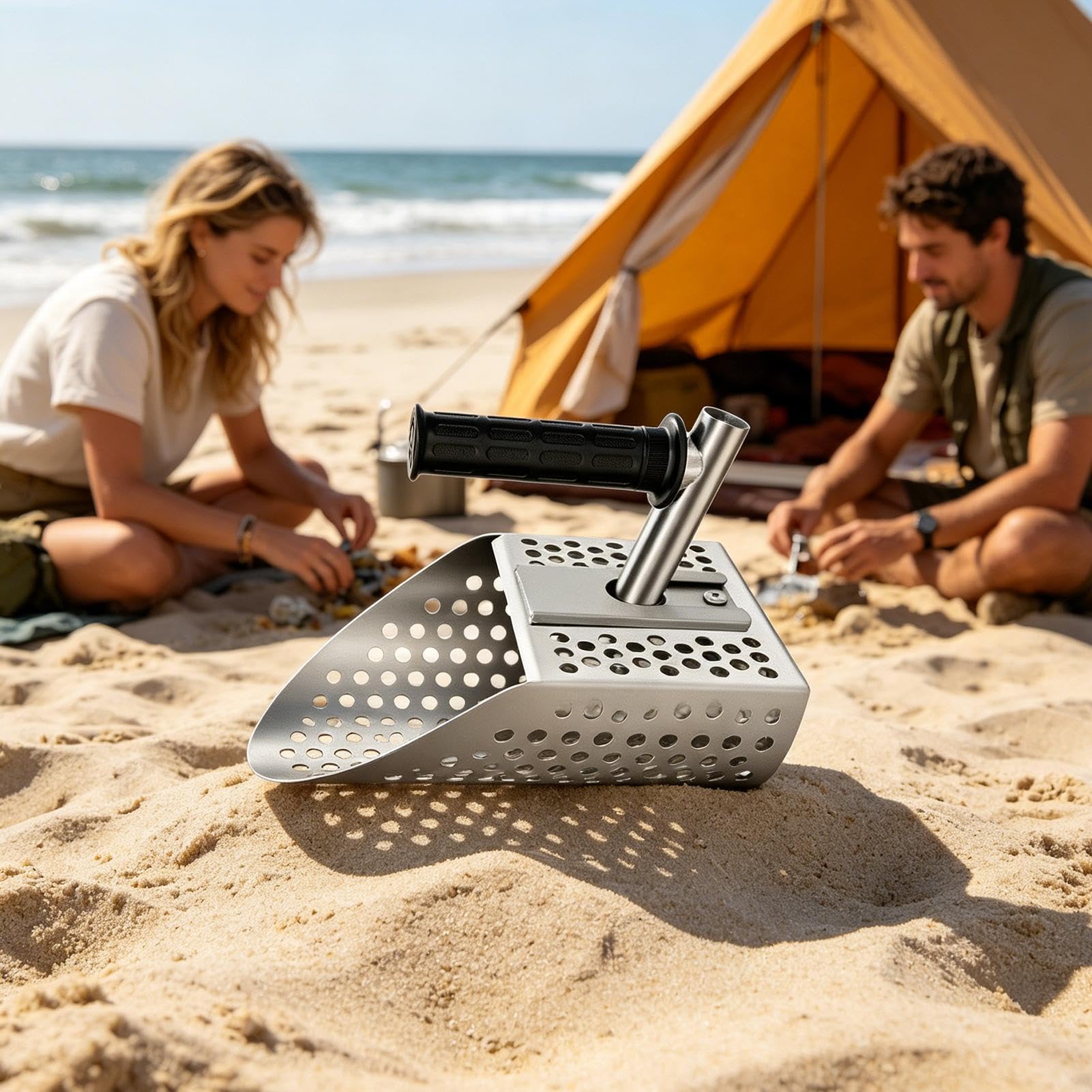 Plażowa Łopatka do Piasku Ze stali nierdzewnej, ręczna | Łopata Plażowa do Wykrywacza Metali do Płukania Złota na Brzegu Rzeki, Jeziora, Podwórka, dla Dorosłych