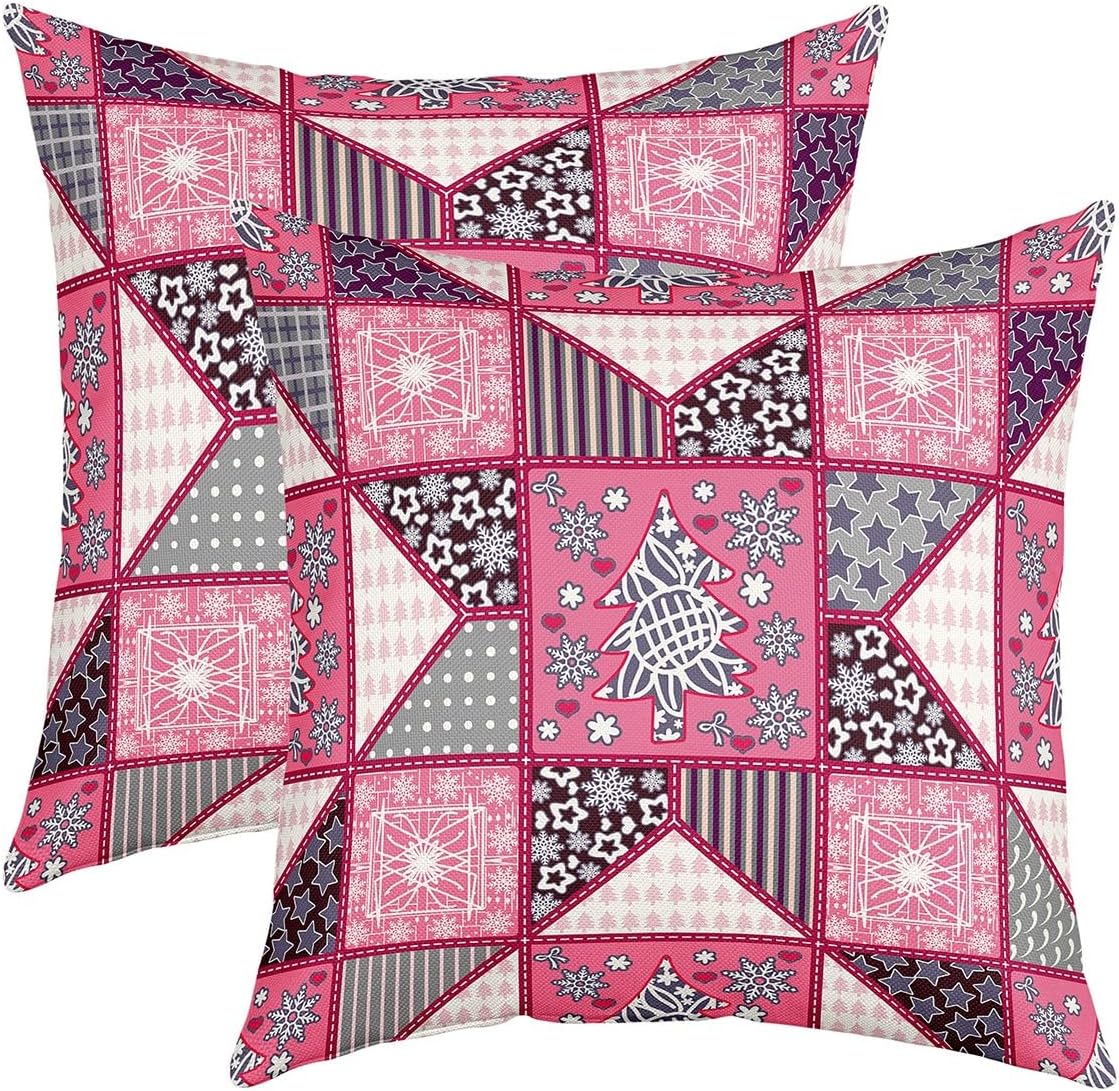 jejeloiu Christmas Throw Pillow Covers 18"x18" Set of 2