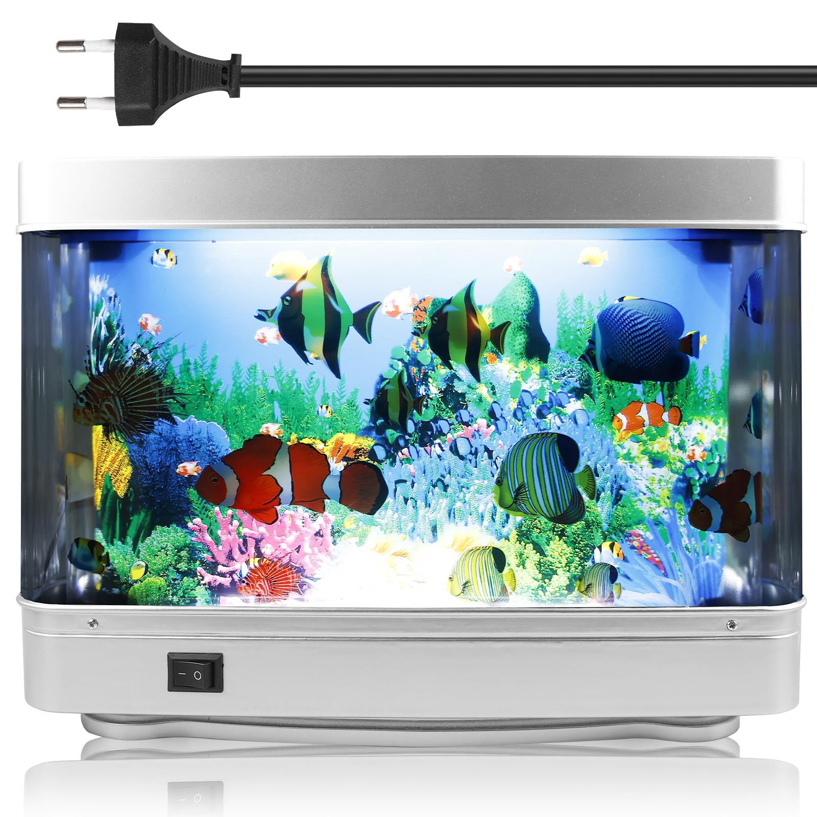 Lampe LED pour aquarium, lampe de nuit décorative, petit aquarium artificiel, lampe pour poissons tropicaux, lampe de paysage d'aquarium avec prise UE, aquarium artificiel pour salon, bureau,