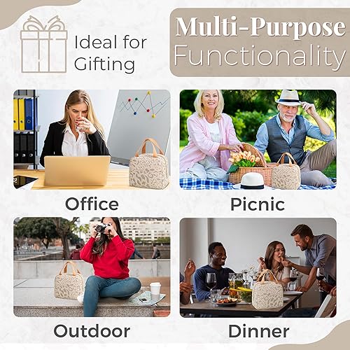 Miniatura 8 de Bolsa de almuerzo ligera y duradera para mujer, bolsa térmica impermeable y a prueba de aceite con gran capacidad y soporte de carga súper fuerte,