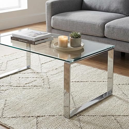 Miniatura 3 de Cortesi Home Remi - Mesa de centro de cristal contemporánea con acabado cromado