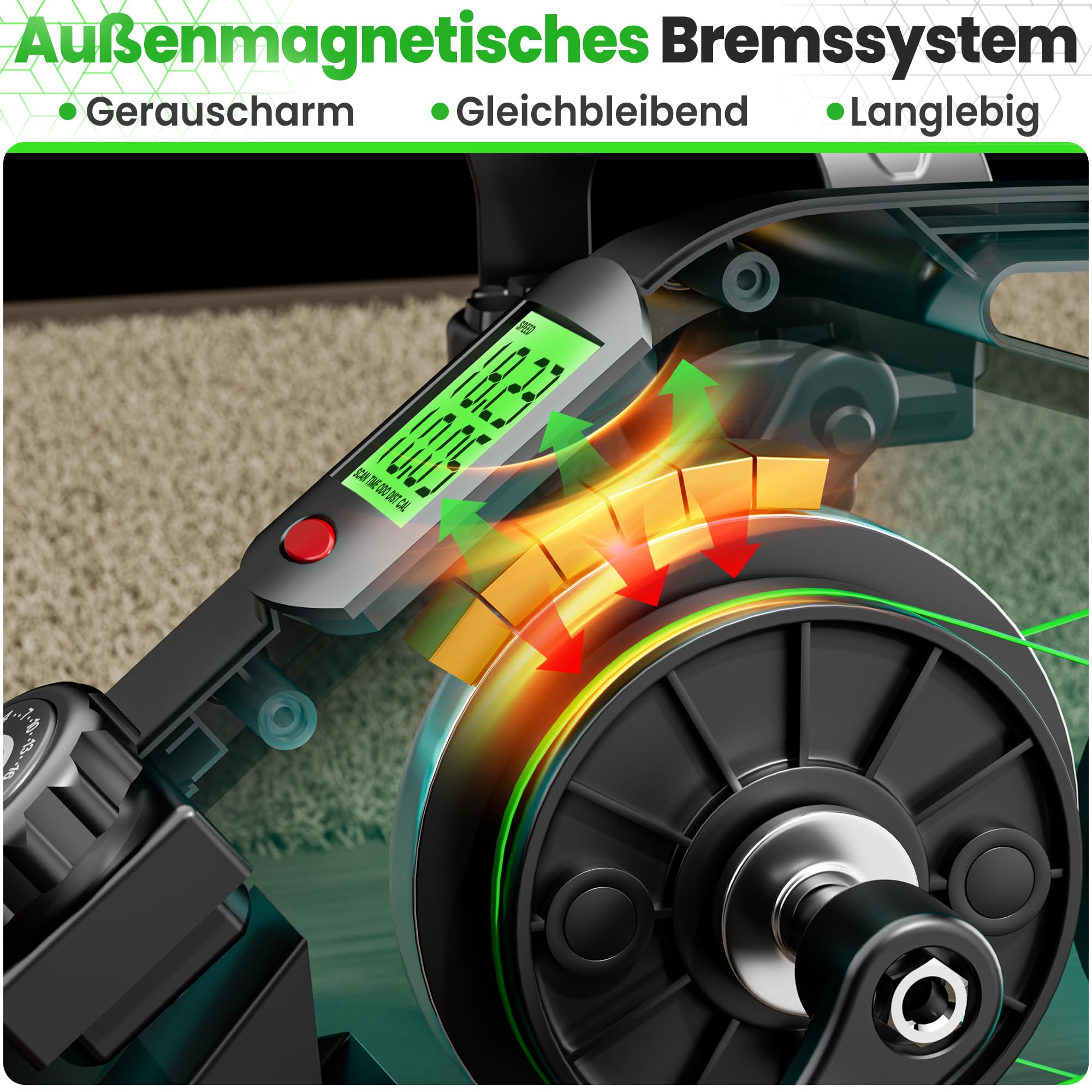 Ultrasport Pedaltrainer für Zuhause 16 Stufen inkl. Antirutsch-Matte und Gurt I CE Zertifiziert, Extraleiser Arm- und Beintrainer im Sitzen I Deskbike, Schreibtisch Fahrrad, Grün