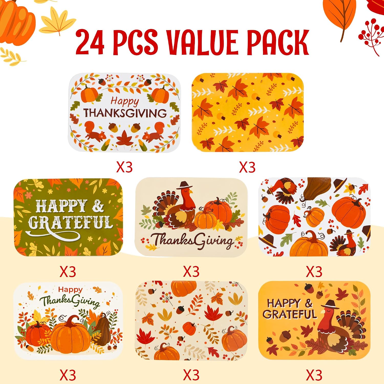JOYIN 24Pcs Thanksgiving Leftover Containers with Lids, Fall Festive To Go Food Containers, Thanksgiving Tin Foil Containers for Party Leftovers & To-Go Meals, Thanksgiving Party Disposable Containers