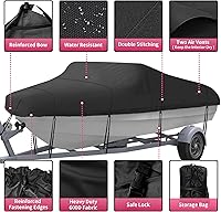 Vista 2 de NEXCOVER - Cubierta para lancha impermeable y resistente; cubierta de lancha remolcable Runabout, apta para cascos V-Hull, TRI-Hull, Pro-Style, bote