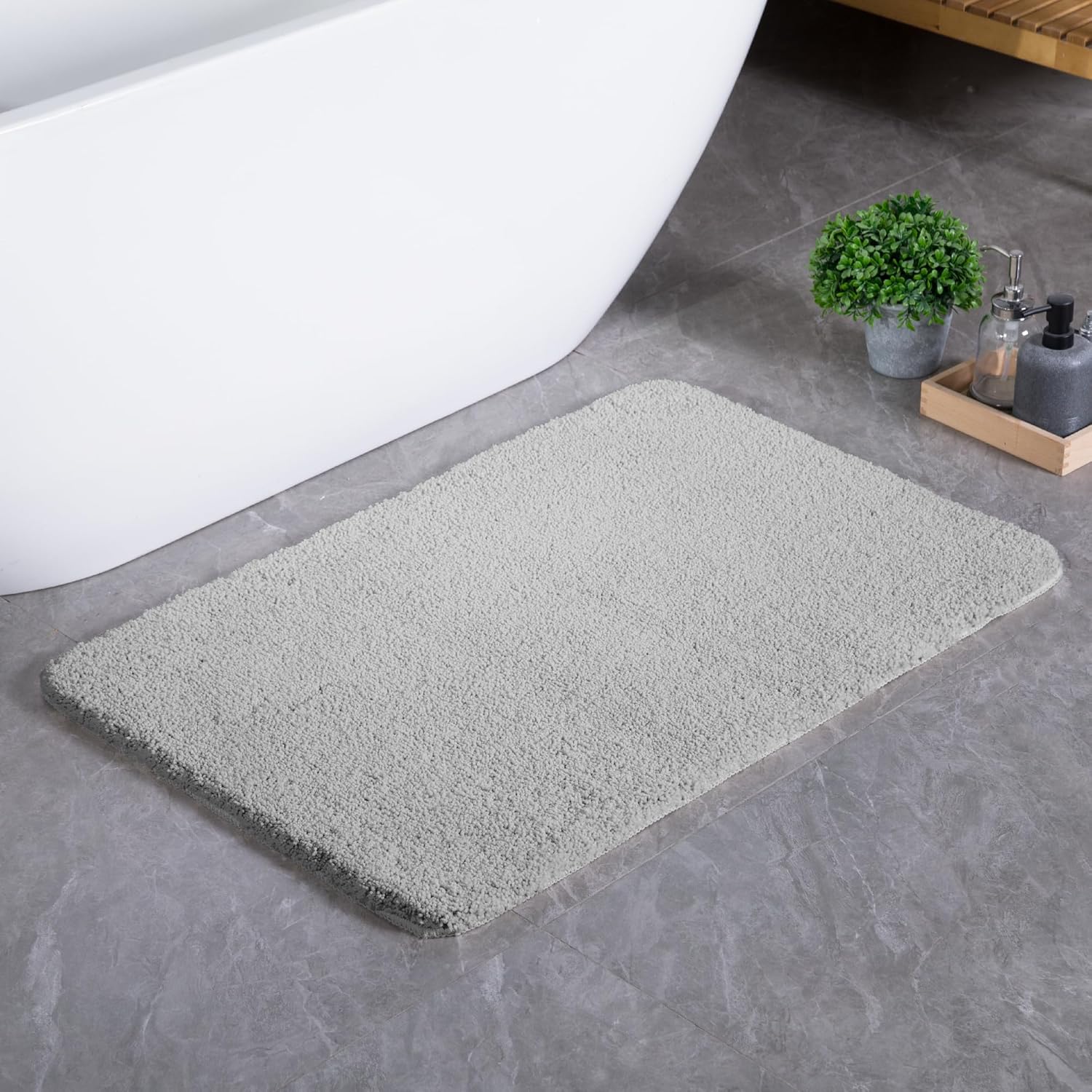 Luxury Quick Dry Non-Slip Bathroom Rugs【24'' x 36'' Light Grey】 Highly Absorbent Washable and Ultra Soft, Extra Thick Fluffy Bath Mats for Shower/Kitchen/Bathtub Floor