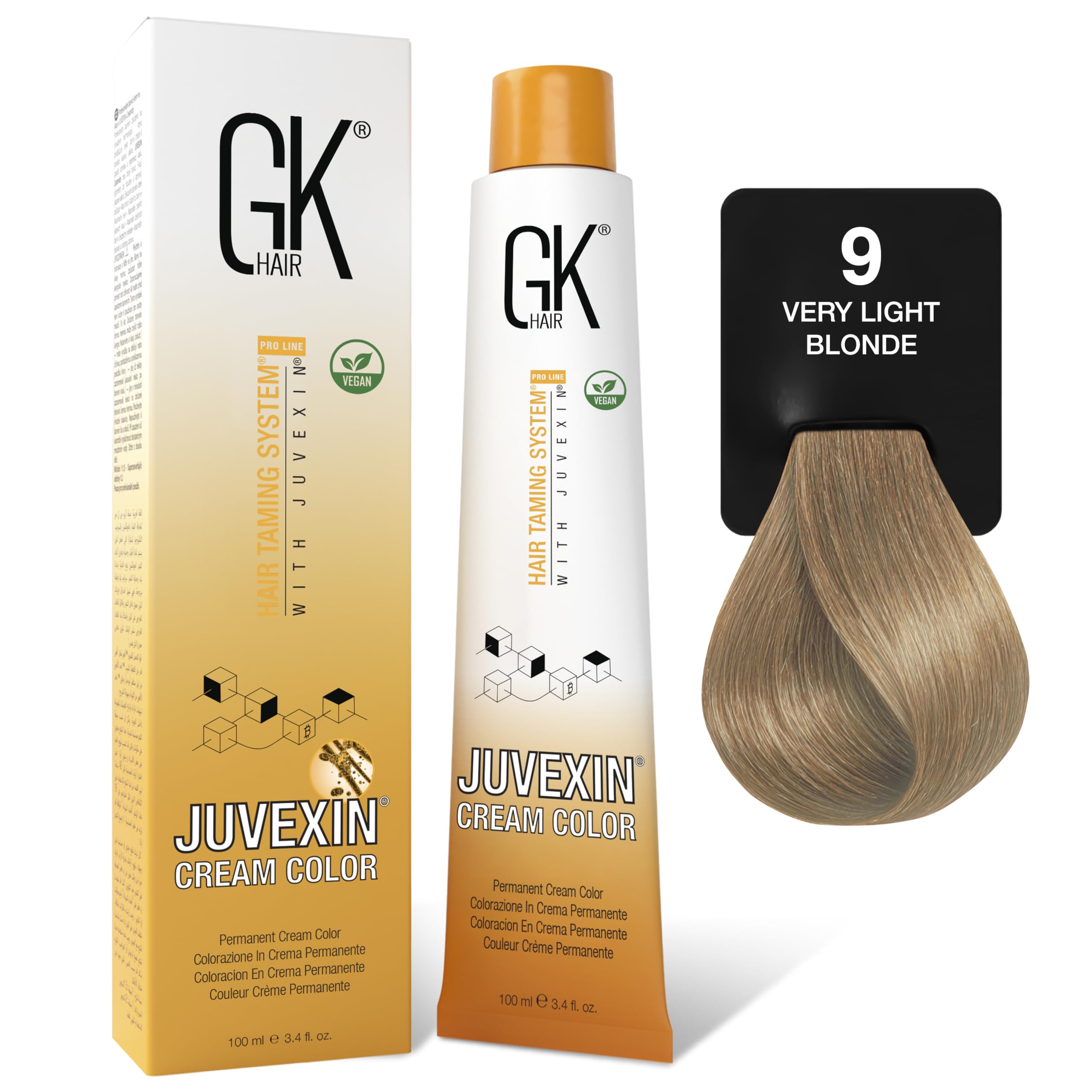 GK HAIR Global Keratin Permanent Hair Cream Color with 87+ Shades (3.4 Fl Oz/100ml) Nourishing & Cleansing Colors for Styling Long Lasting Natural Toner