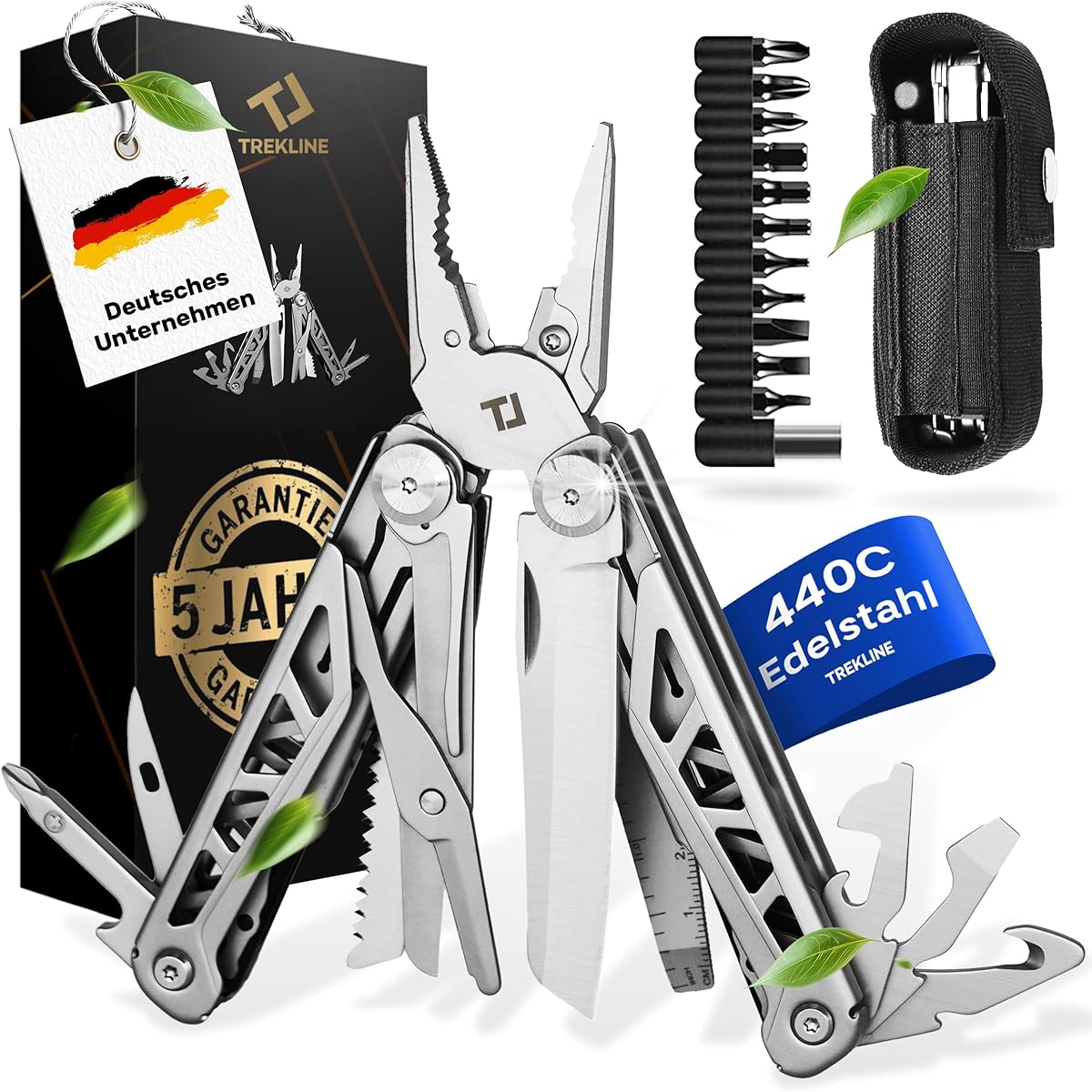 Premium Multitool Werkzeug [rostfreier Edelstahl] Survival Multifunktionsmesser perfektes Camping Zubehör, Multifunktionswerkzeug [27 Funktionen] Taschenmesser, Geschütztes Design