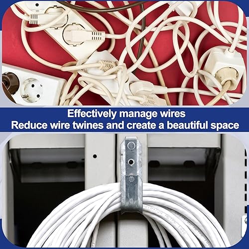Miniatura 10 de Zonon 25 ganchos en J para montaje en techo, organización de cables, acero galvanizado resistente, ganchos en J para colgar y fijar a superficies