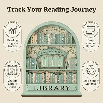 Books Read This Year Sign, Reading Tracker for Home Library Decor, Book Counter for Desk Display,Pink Reading Progress Indicator for Book Lovers and Students