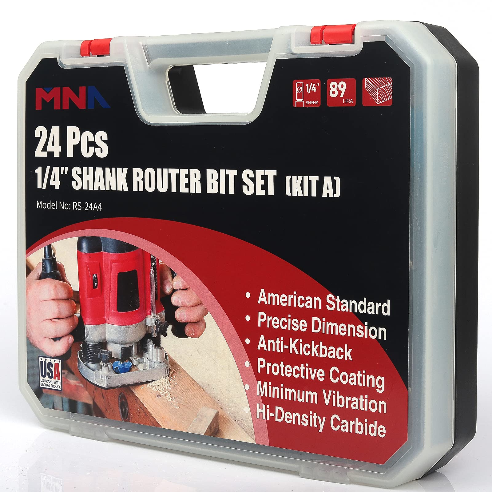 24 Pieces Router Bit Set，1/4 Inch Shank C3 Alloy Blade Router Bits for Precision Carving and Versatile Applications