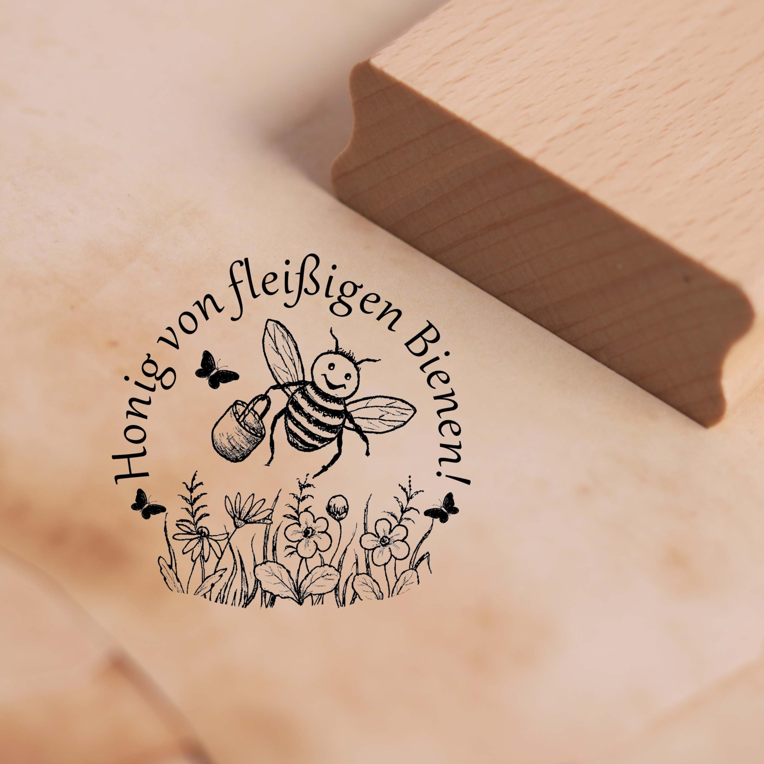 Stemplino Midistempel Biene – 18mm Motiv, Holzstempel Für Bullet Journal & Kinder, FSC-zertifiziert