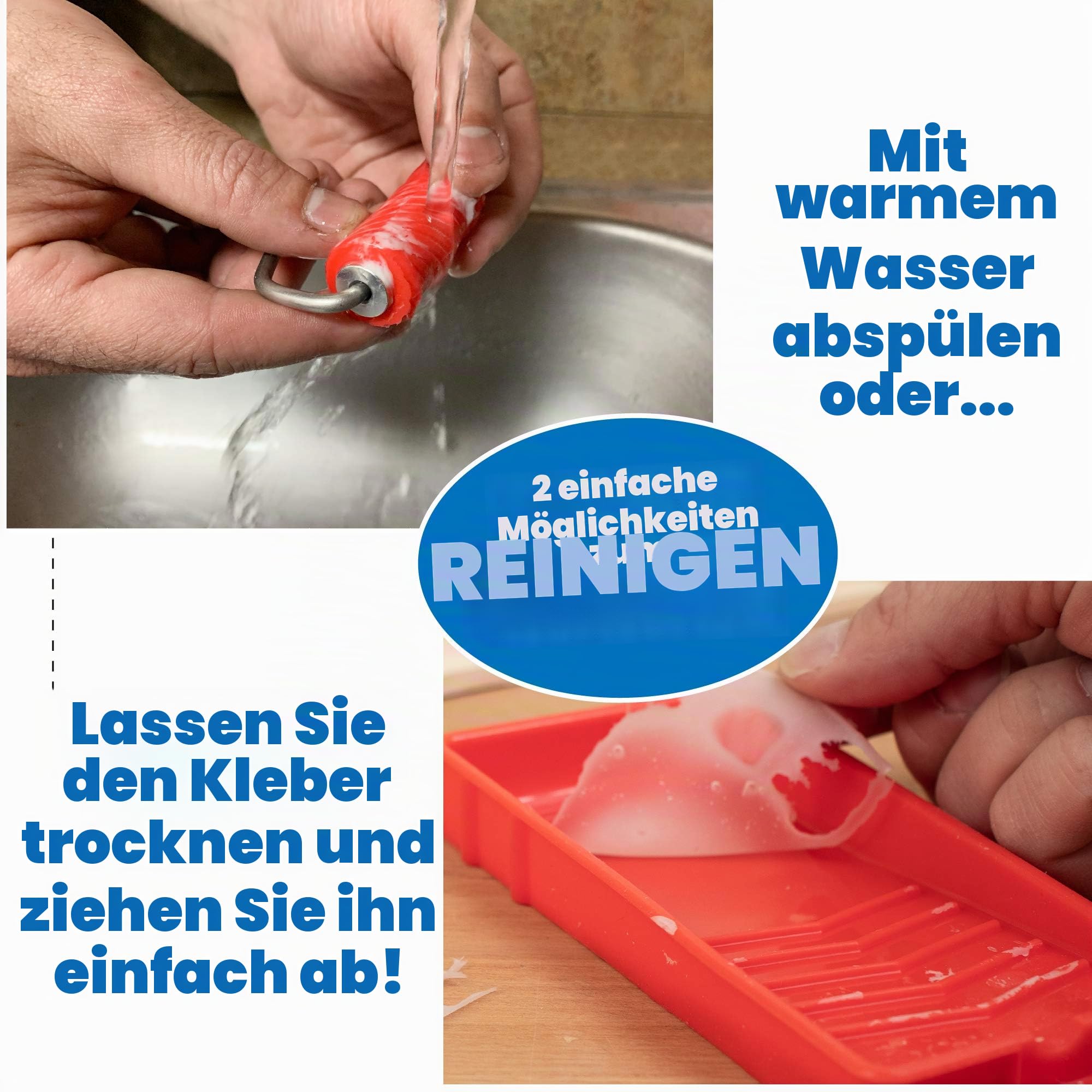 Sili Kleberoller mit Sili-Kleberablage für Kunst, Handwerk, Holzbearbeitung und größere Klebeprojekte
