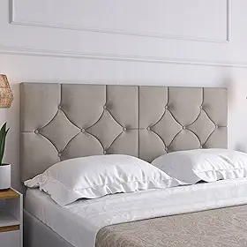 Cabeceira Estofada Luxo Casal Cama Classic 1.60 Queen (Bege)