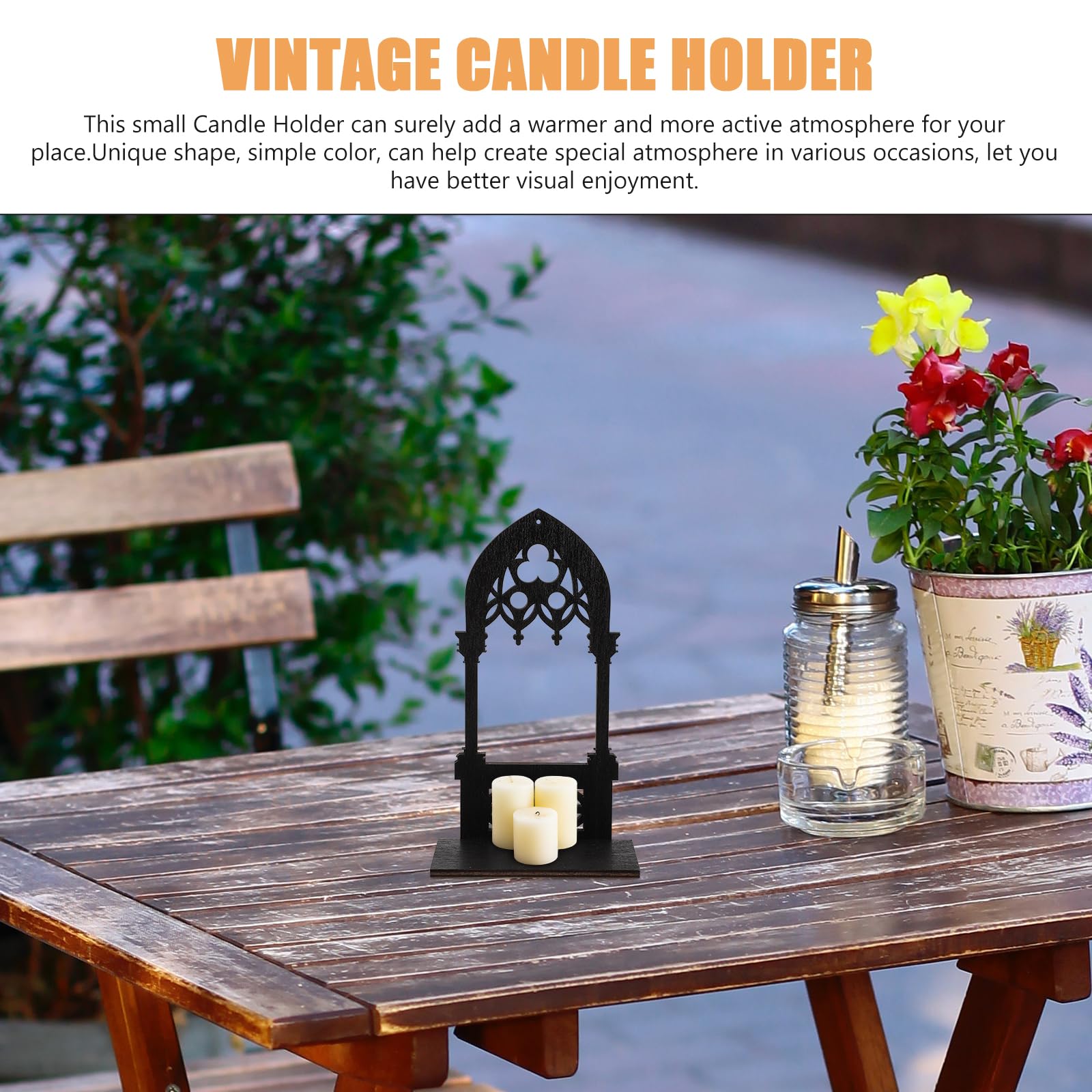 Luxshiny Gothic Candle Holder 8 Inch Decorative Arch Style Candle Stand for Dining Table Bedroom Homeware Centerpiece Christmas Decoration - Image 4