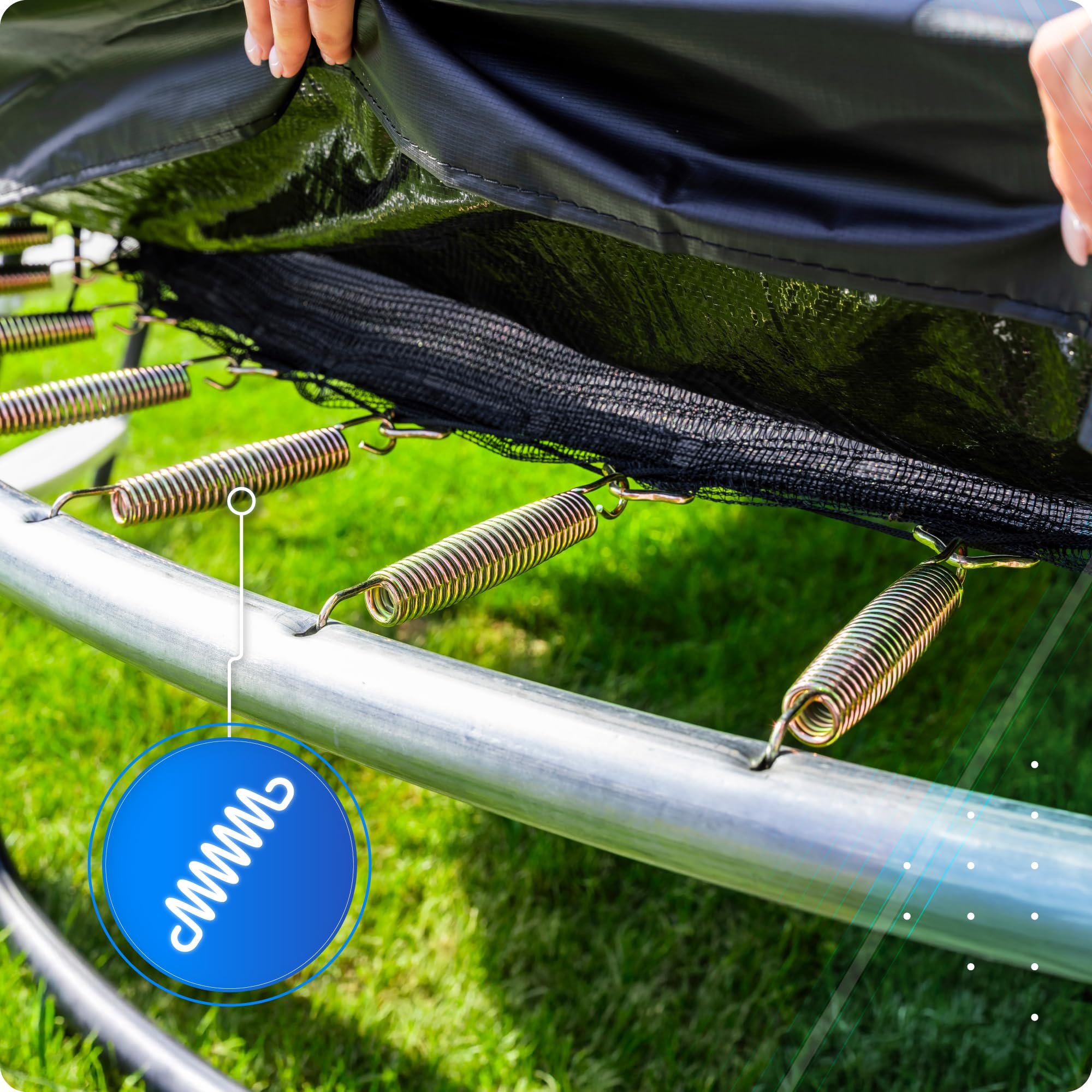 THUNDER Gartentrampolin Outdoor mit Sicherheitsnetz & Leiter – Stabil & Wetterfest für Garten & Freizeit