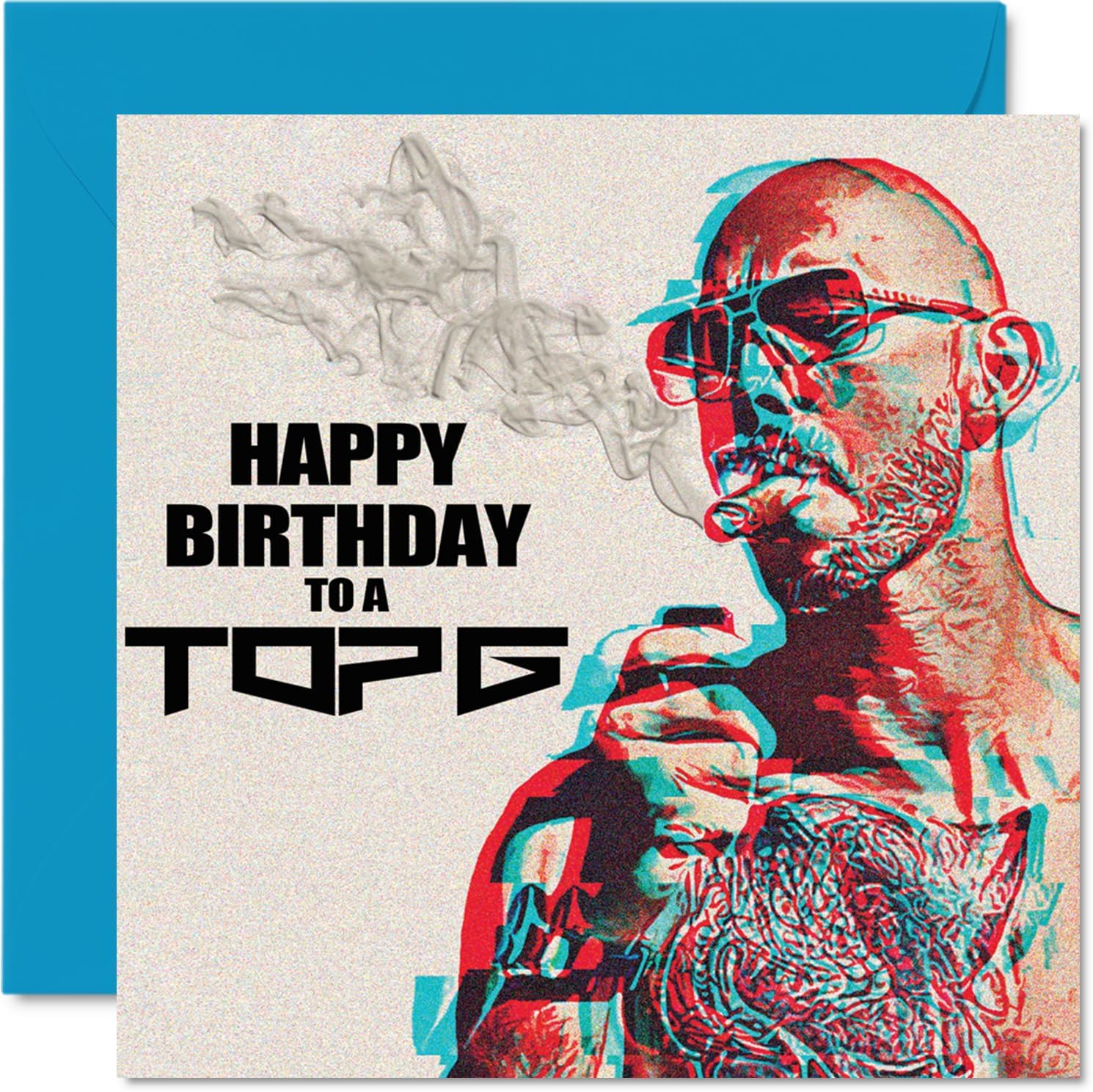 Funny Birthday Cards for Men Him - Top G - Happy Birthday Card for Brother Son Friend Colleague Uncle Dad Grandad Cousin, 145mm x 145mm Joke Humour Banter Bday Greeting Cards