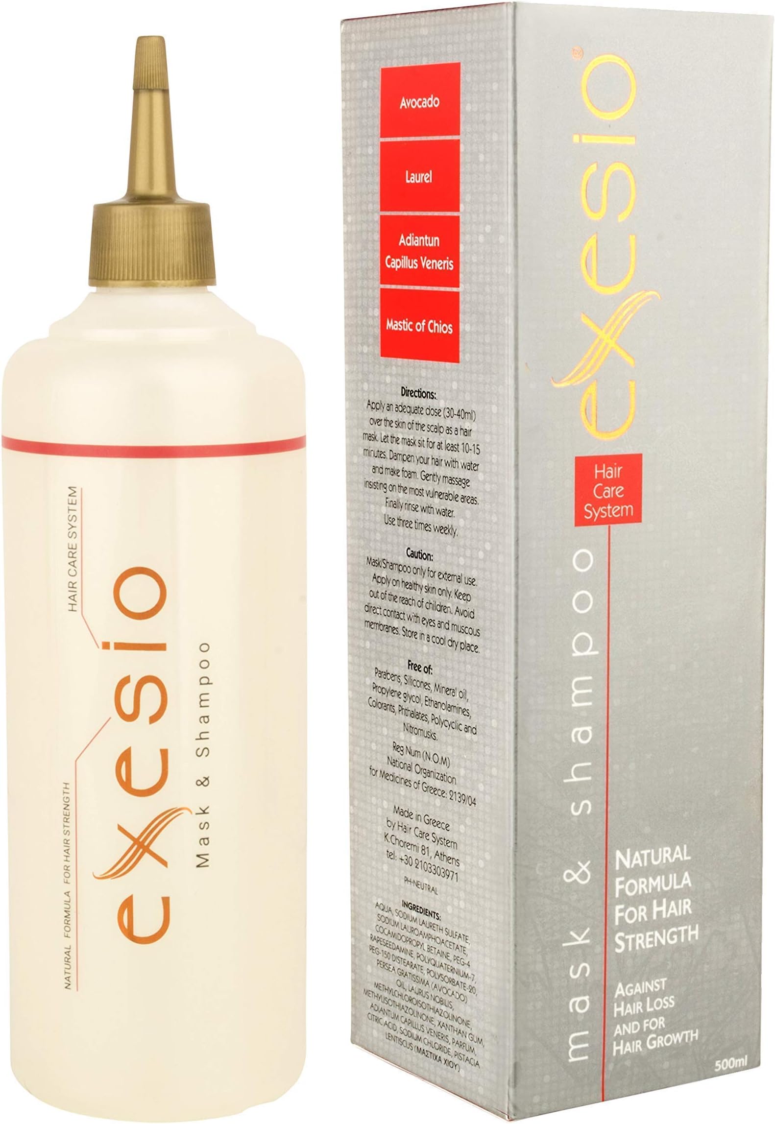 Exesio Hair Loss Shampoo | For Hair Growth & Scalp Problems | Helps With Greasy Hair, Dandruff, Thinning Hair | Silicone & Paraben Free | Natural Ingredients | Clinically Proven | 500ml